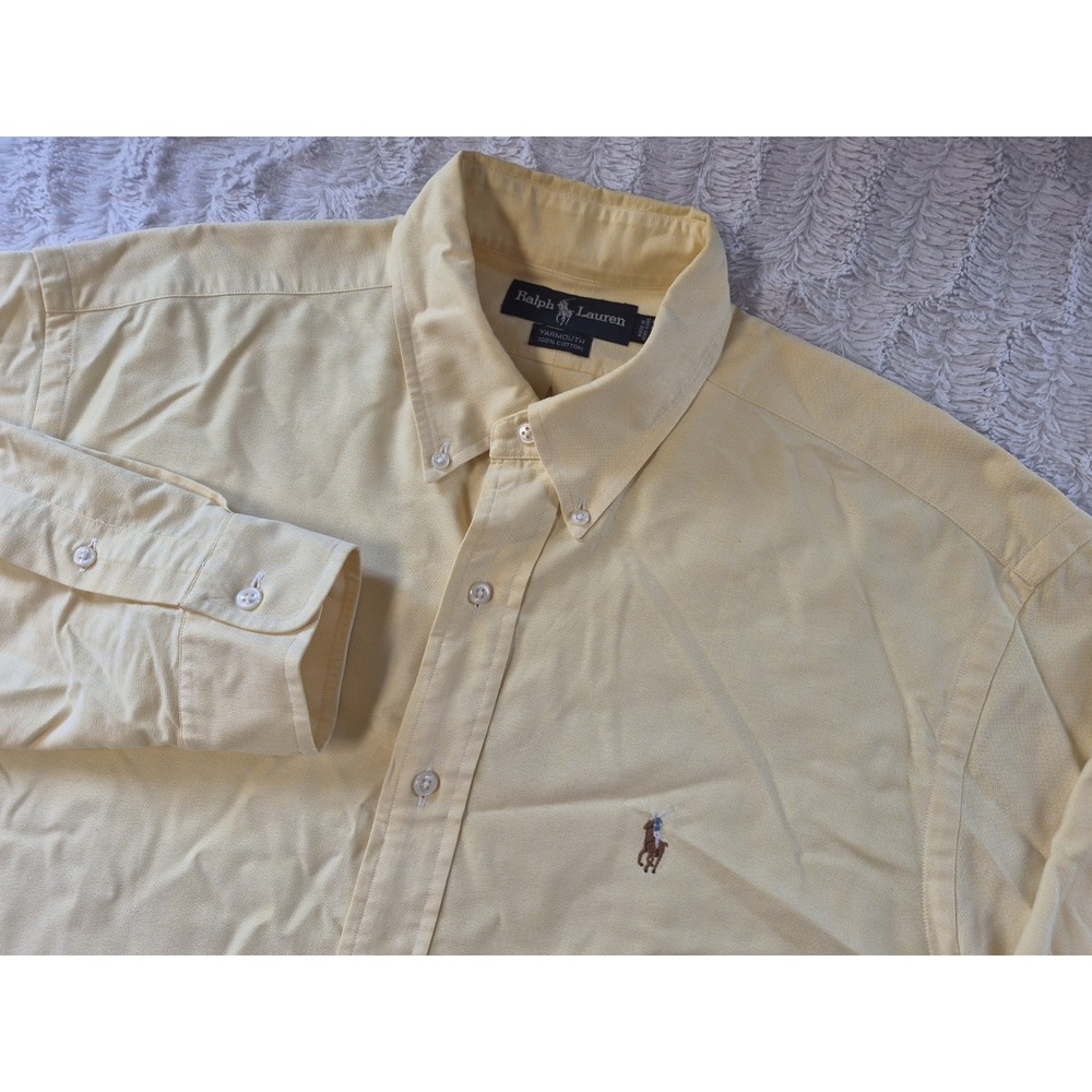 Vintage Ralph Lauren Yarmouth Yellow Men's 16-34 Large Long Sleeve Button Down